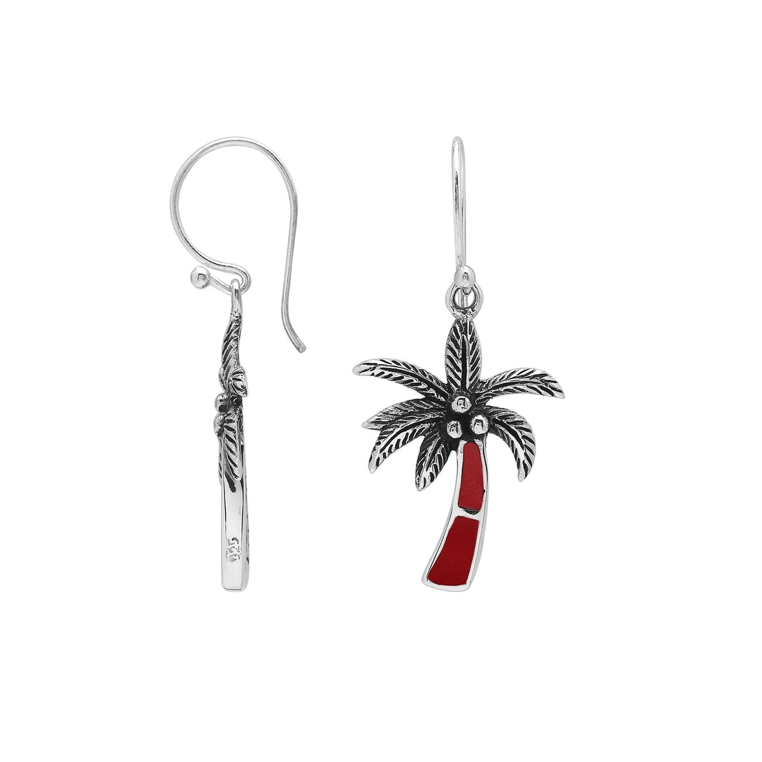 AE-6353-CR Sterling Silver Earring With Coral Jewelry Bali Designs Inc 