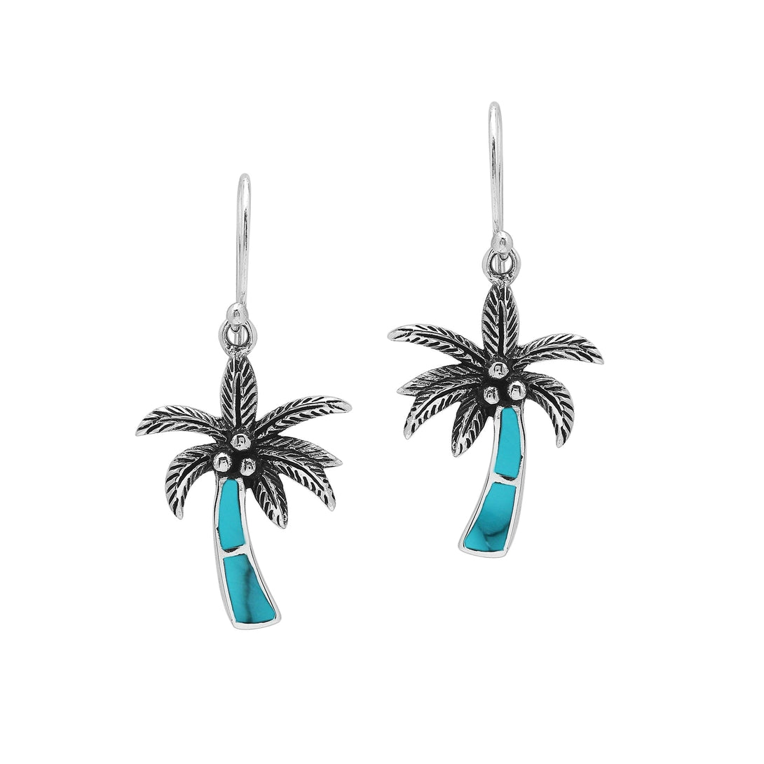 AE-6353-TQ Sterling Silver Earring With Turquoise Shell Jewelry Bali Designs Inc 