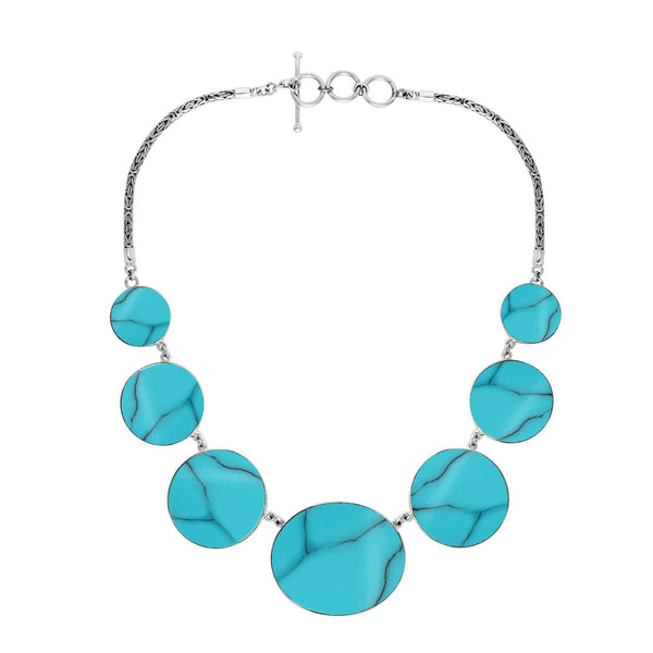 AN-1007-TQ Sterling Silver Necklace With Turquoise Shell Jewelry Bali Designs Inc 