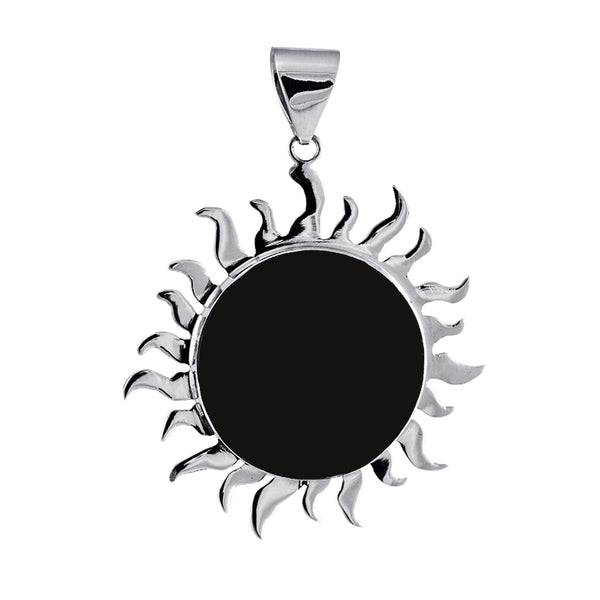 AP-1009-SHB Sterling Silver divine sparkling Sun Pendant With Round Shape Black Shell Jewelry Bali Designs Inc 