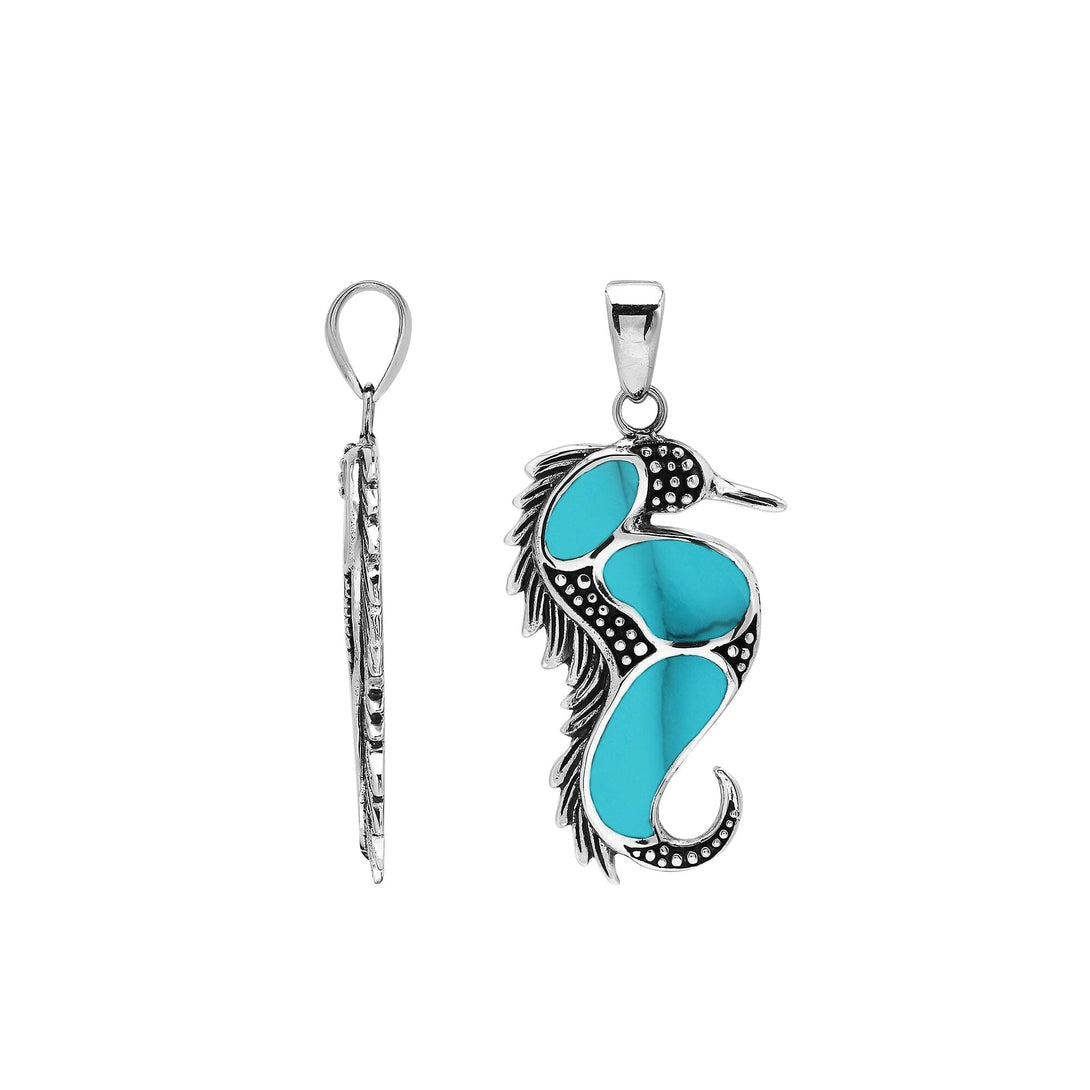 AP-1177-TQ Sterling Silver Pendant with Turquoise Shell Jewelry Bali Designs Inc 