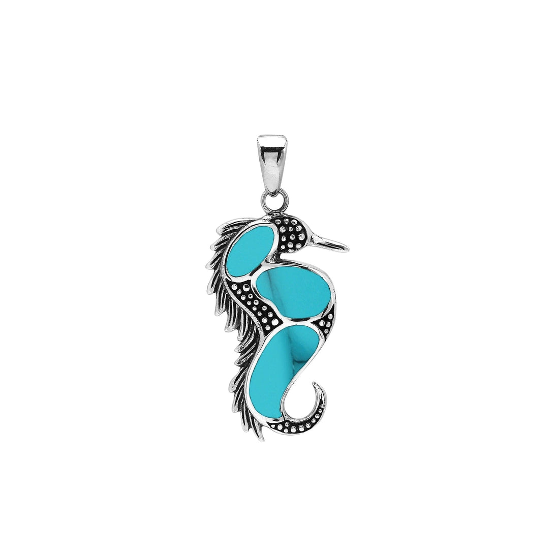 AP-1177-TQ Sterling Silver Pendant with Turquoise Shell Jewelry Bali Designs Inc 