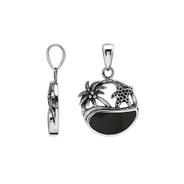 AP-1178-SHB Sterling Silver Pendant with Black Shell Jewelry Bali Designs Inc 