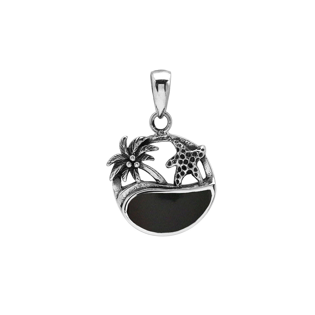 AP-1178-SHB Sterling Silver Pendant with Black Shell Jewelry Bali Designs Inc 