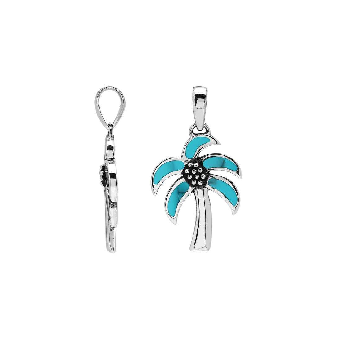 AP-1179-TQ Sterling Silver Pendant with Turquoise Shell Jewelry Bali Designs Inc 