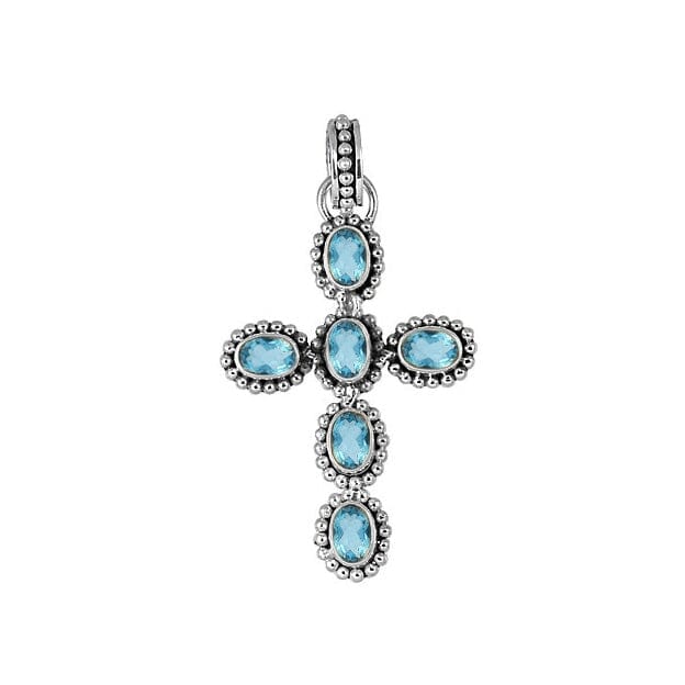 AP-6072-BT Sterling Silver Pendant With Blue Topaz Q. Jewelry Bali Designs Inc 