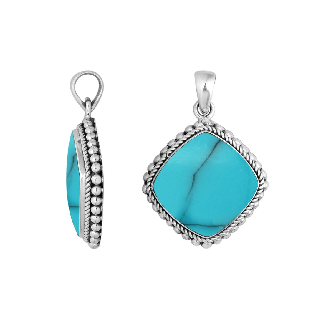 AP-6203-TQ Sterling Silver Pendant With Turquoise Shell Jewelry Bali Designs Inc 