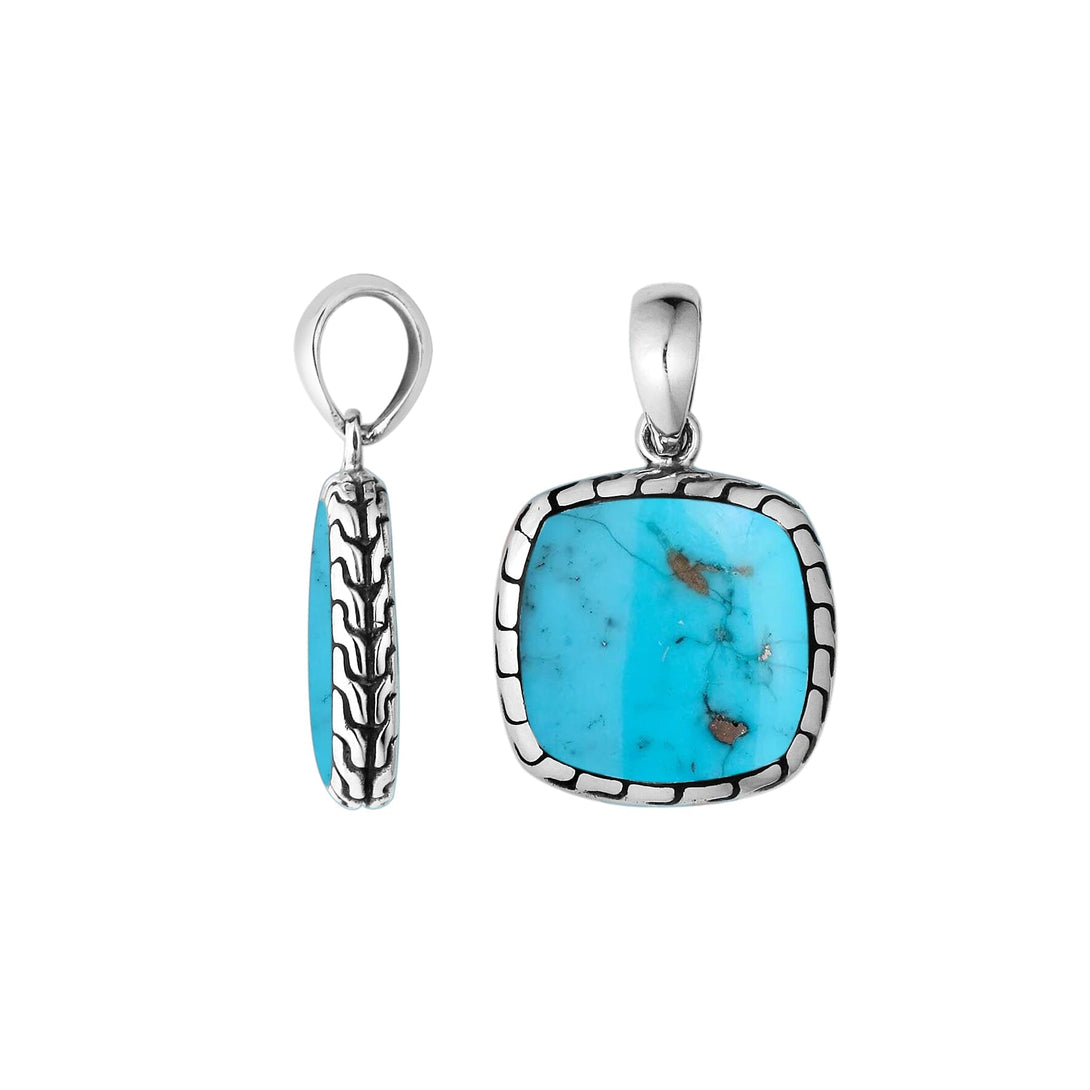 AP-6257-TQ Sterling Silver Pendant With Turquoise Shell Jewelry Bali Designs Inc 