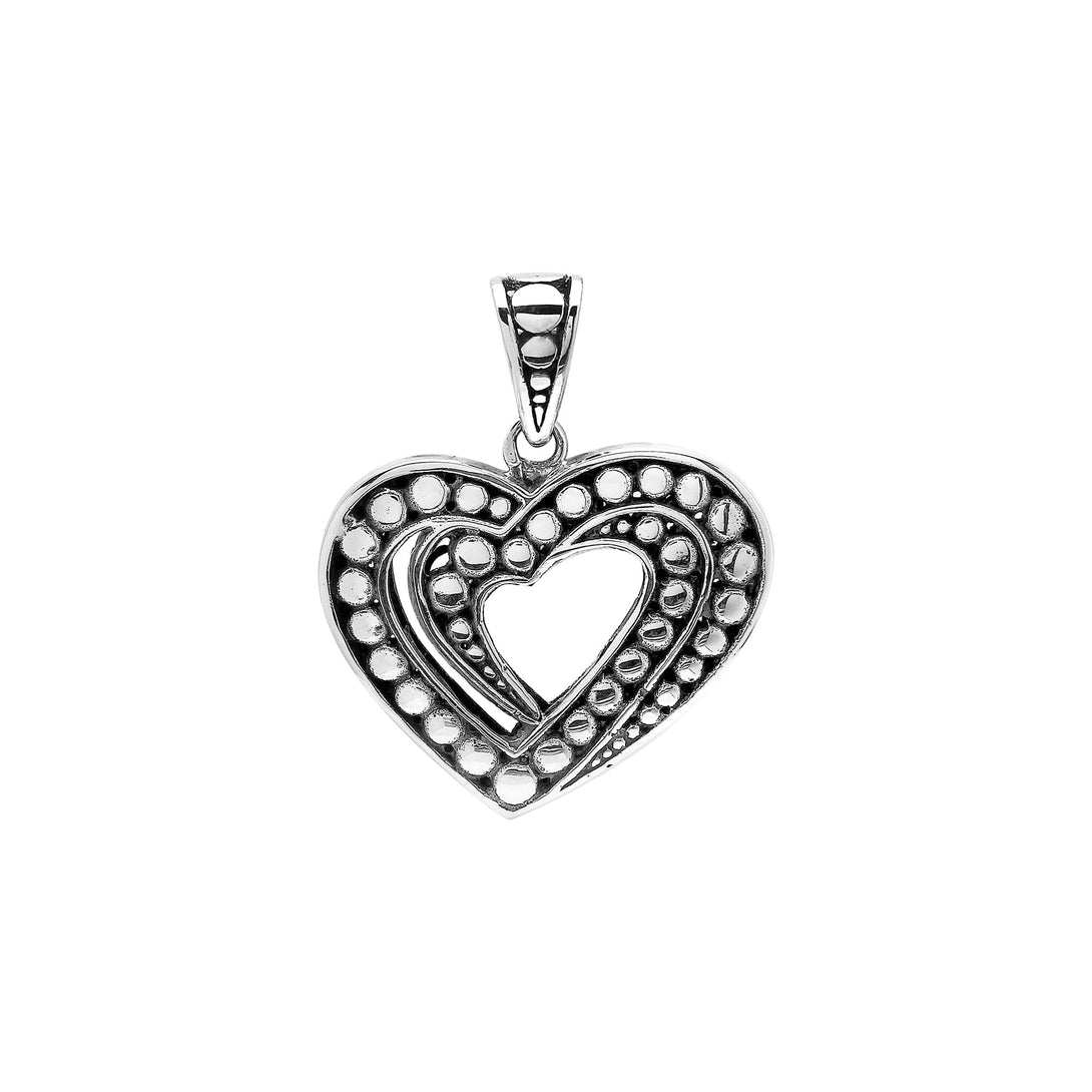 AP-6345-S Sterling Silver Heart Shape Pendant With Plain Silver Jewelry Bali Designs Inc 