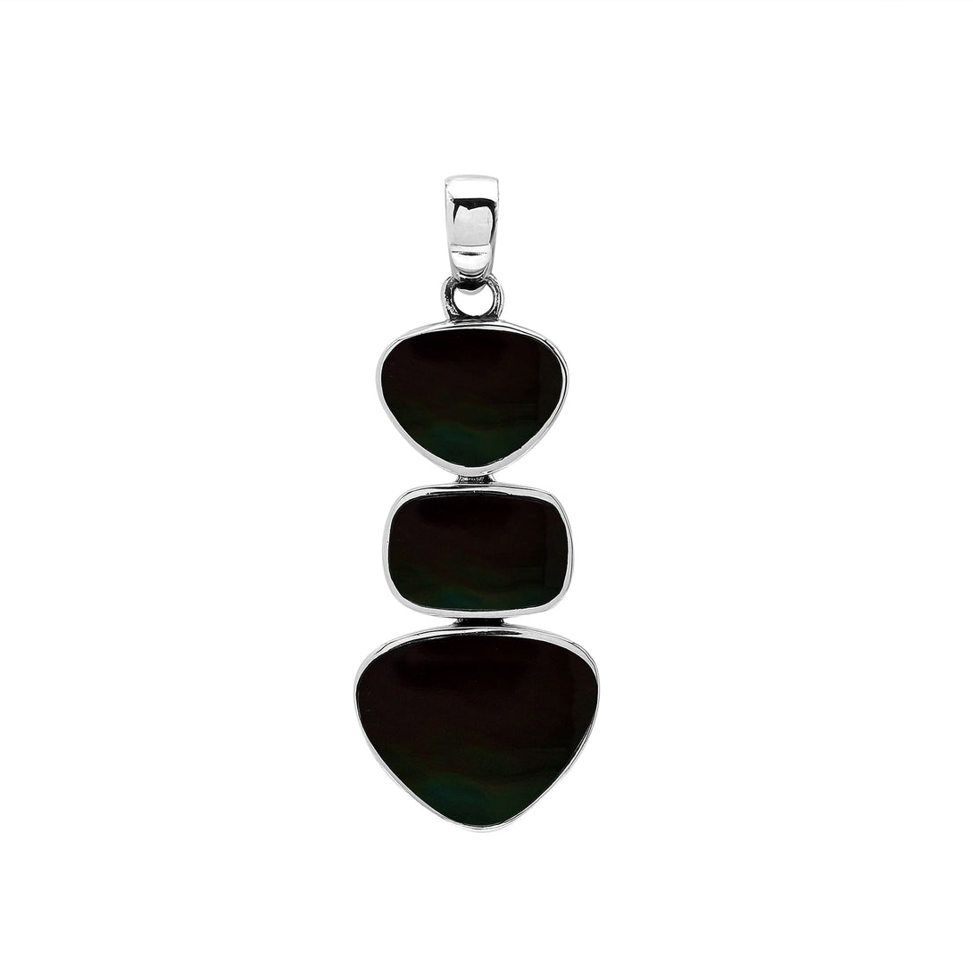 AP-6346-SHB Sterling Silver Pendant with Black Shell Jewelry Bali Designs Inc 