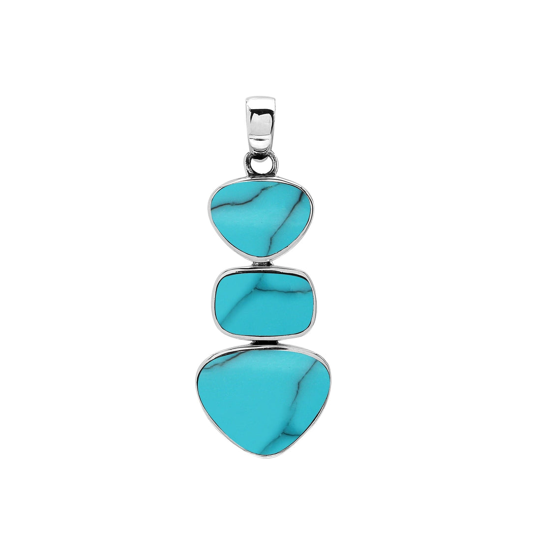 AP-6346-TQ Sterling Silver Pendant with Turquoise Shell Jewelry Bali Designs Inc 