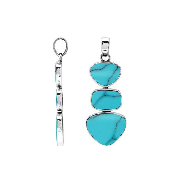 AP-6346-TQ Sterling Silver Pendant with Turquoise Shell Jewelry Bali Designs Inc 