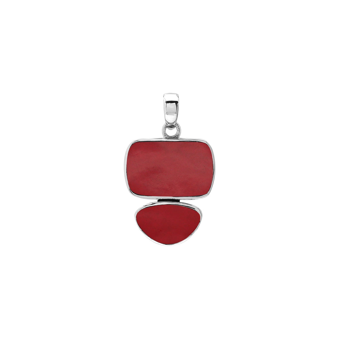 AP-6347-CR Sterling Silver Pendant with Coral Jewelry Bali Designs Inc 