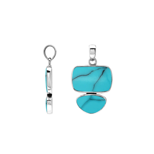 AP-6347-TQ Sterling Silver Pendant with Turquoise Shell Jewelry Bali Designs Inc 