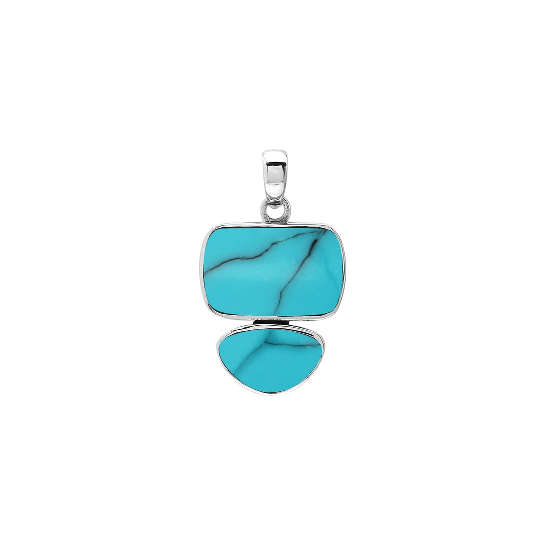 AP-6347-TQ Sterling Silver Pendant with Turquoise Shell Jewelry Bali Designs Inc 