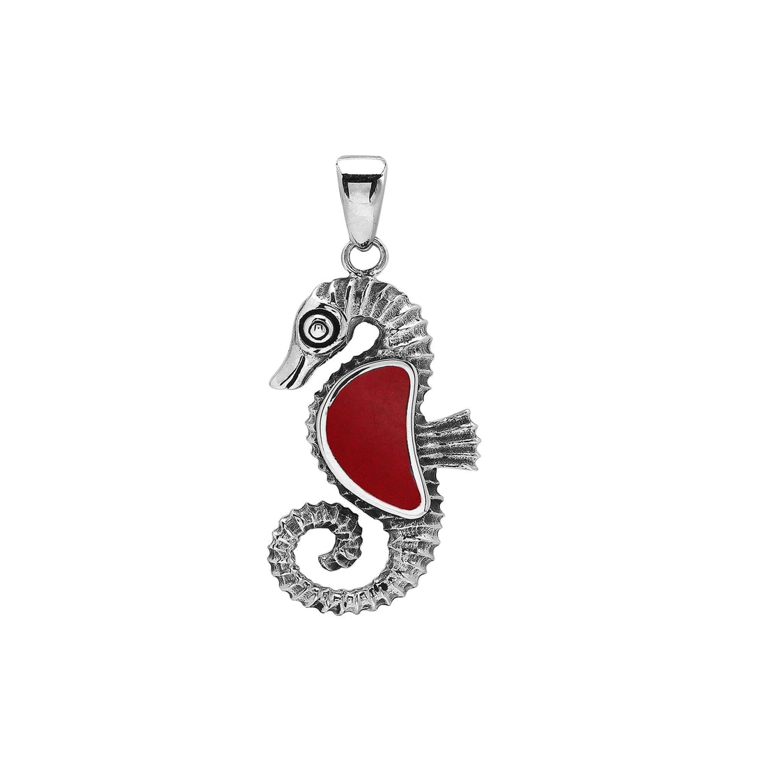 AP-6352-CR Sterling Silver Pendant with Coral Jewelry Bali Designs Inc 