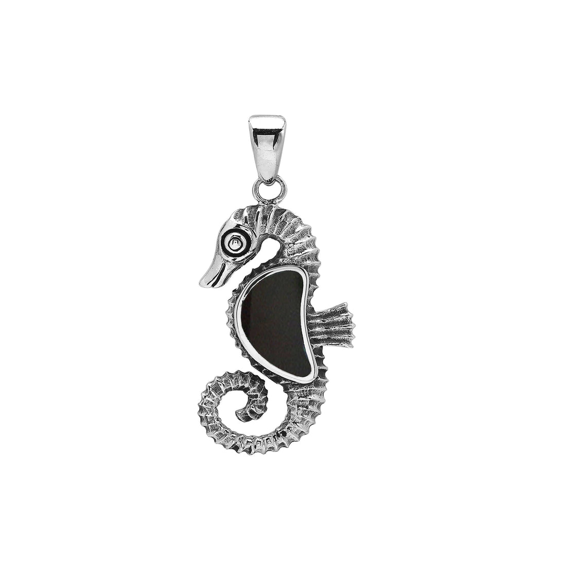 AP-6352-SHB Sterling Silver Pendant with Black Shell Jewelry Bali Designs Inc 