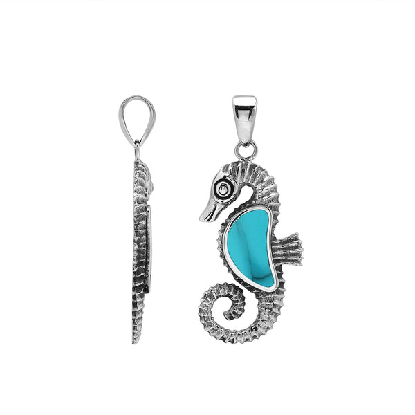 AP-6352-TQ Sterling Silver Pendant with Turquoise Shell Jewelry Bali Designs Inc 