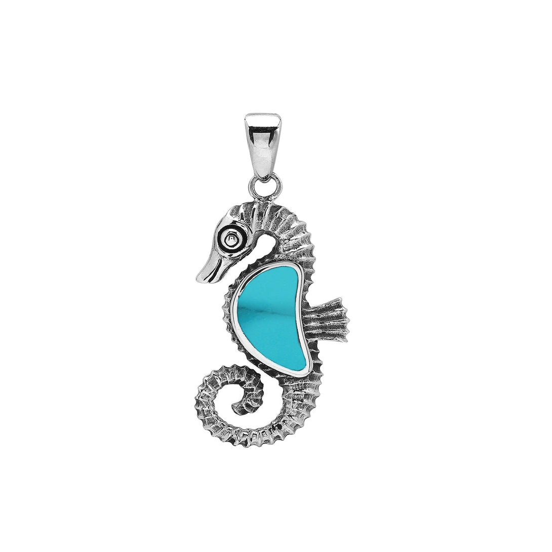 AP-6352-TQ Sterling Silver Pendant with Turquoise Shell Jewelry Bali Designs Inc 