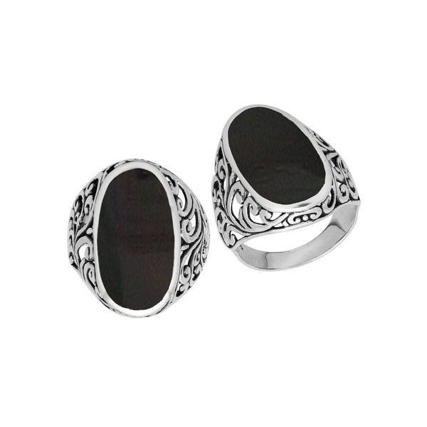 AR-1087-SHB Sterling Silver Ring With Black Shell Jewelry Bali Designs Inc 