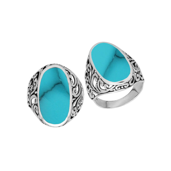 AR-1087-TQ Sterling Silver Ring With Turquoise Shell Jewelry Bali Designs Inc 