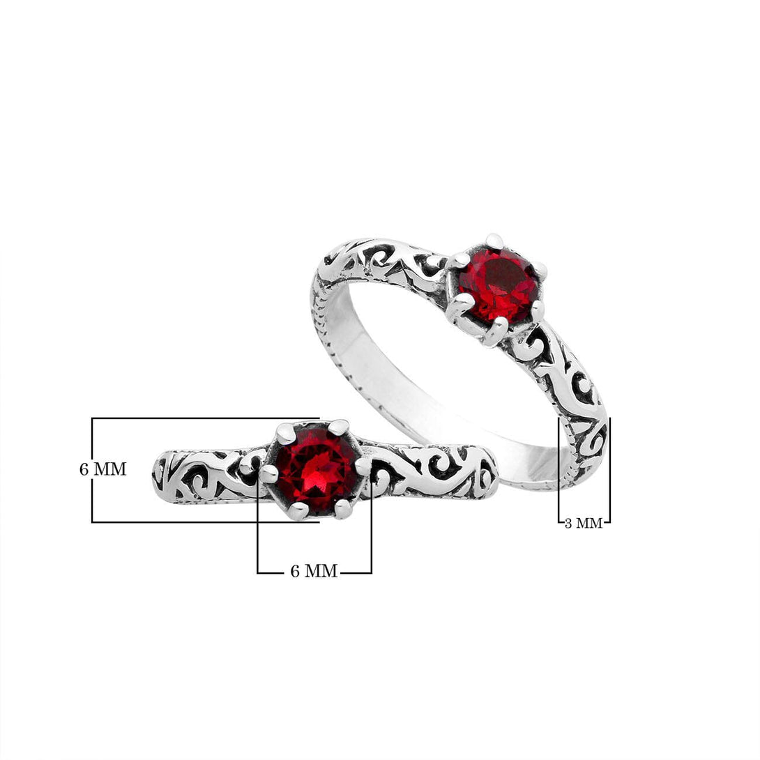 AR-1104-GA Sterling Silver Ring With Garnet Jewelry Bali Designs Inc 