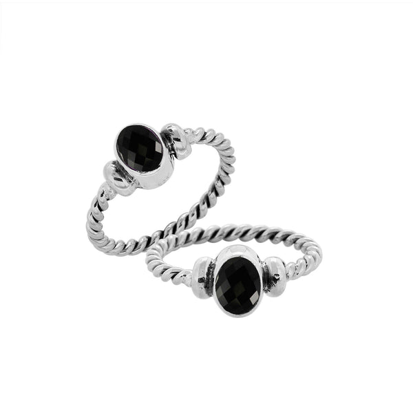 AR-1105-OX Sterling Silver Ring With Black Onxy Jewelry Bali Designs Inc 6 