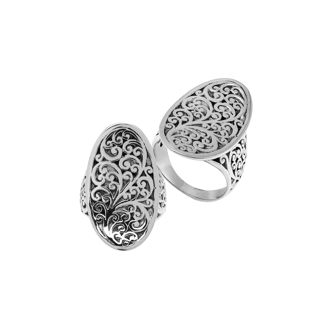 AR-1185-S-6 Sterling Silver Ring With Plain Silver Jewelry Bali Designs Inc 