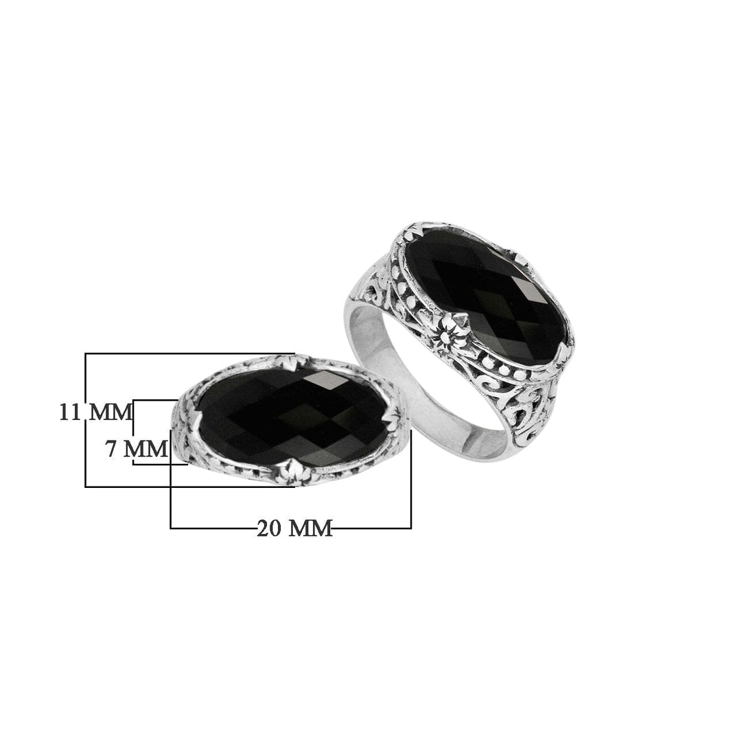 AR-6164-OX Sterling Silver Ring With Black Onyx Jewelry Bali Designs Inc 