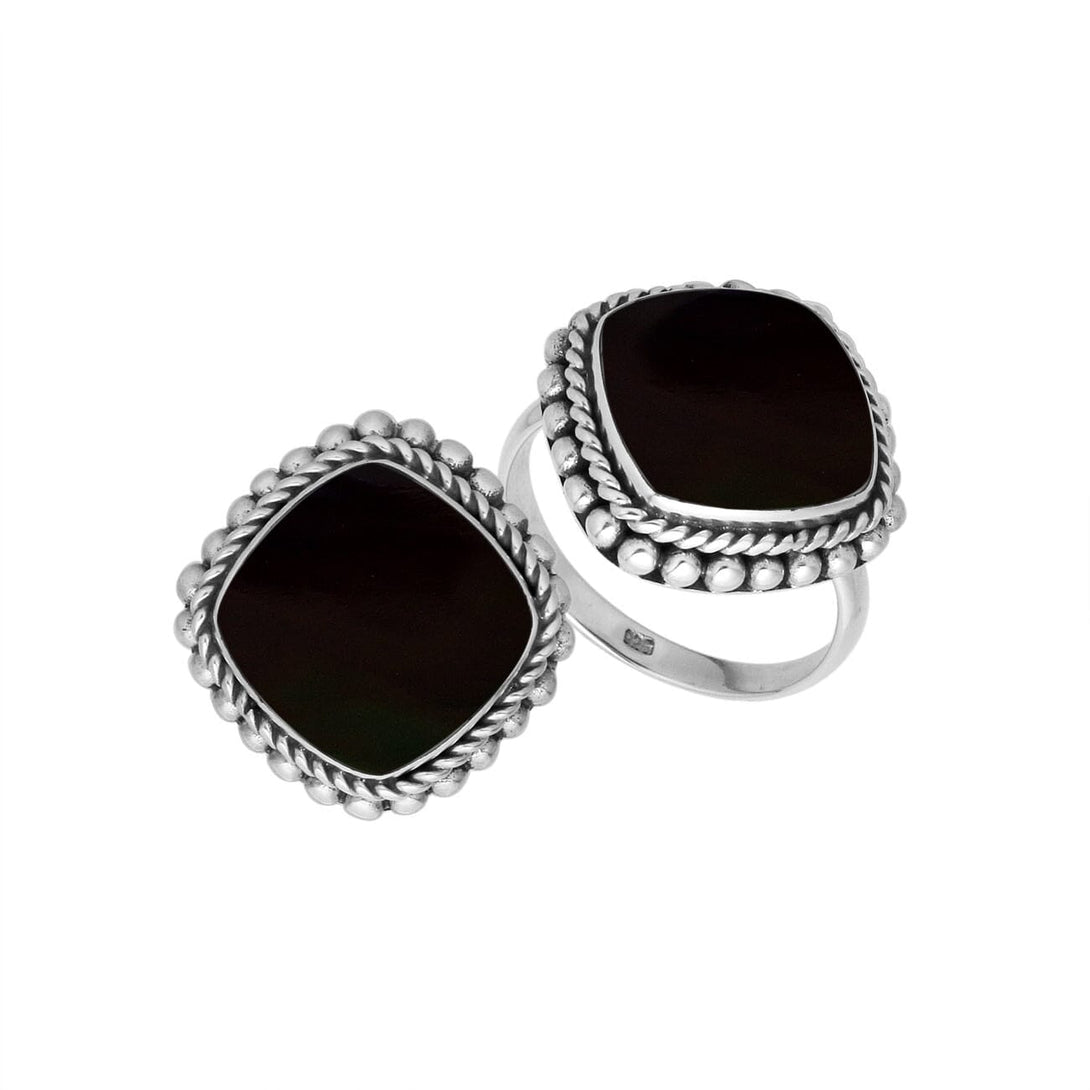 AR-6203-SHB-6 Sterling Silver Ring With Black Shell Jewelry Bali Designs Inc 