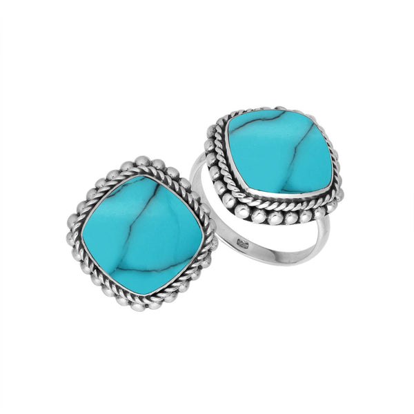 AR-6203-TQ-6 Sterling Silver Ring With Turquoise Shell Jewelry Bali Designs Inc 