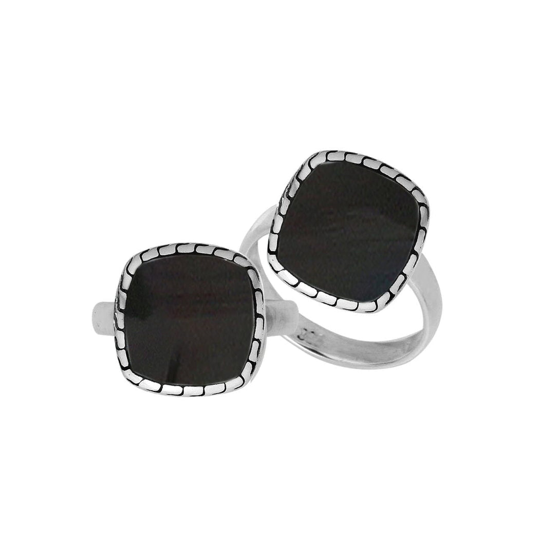 AR-6257-SHB Sterling Silver Ring With Black Shell Jewelry Bali Designs Inc 6 