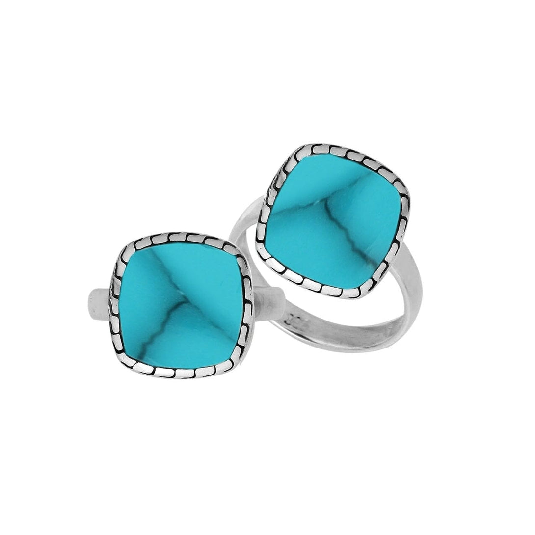 AR-6257-TQ Sterling Silver Ring With Turquoise Shell Jewelry Bali Designs Inc 6 