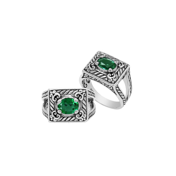 AR-6324-GQ Sterling Silver Ring With Green Q. Jewelry Bali Designs Inc 6 