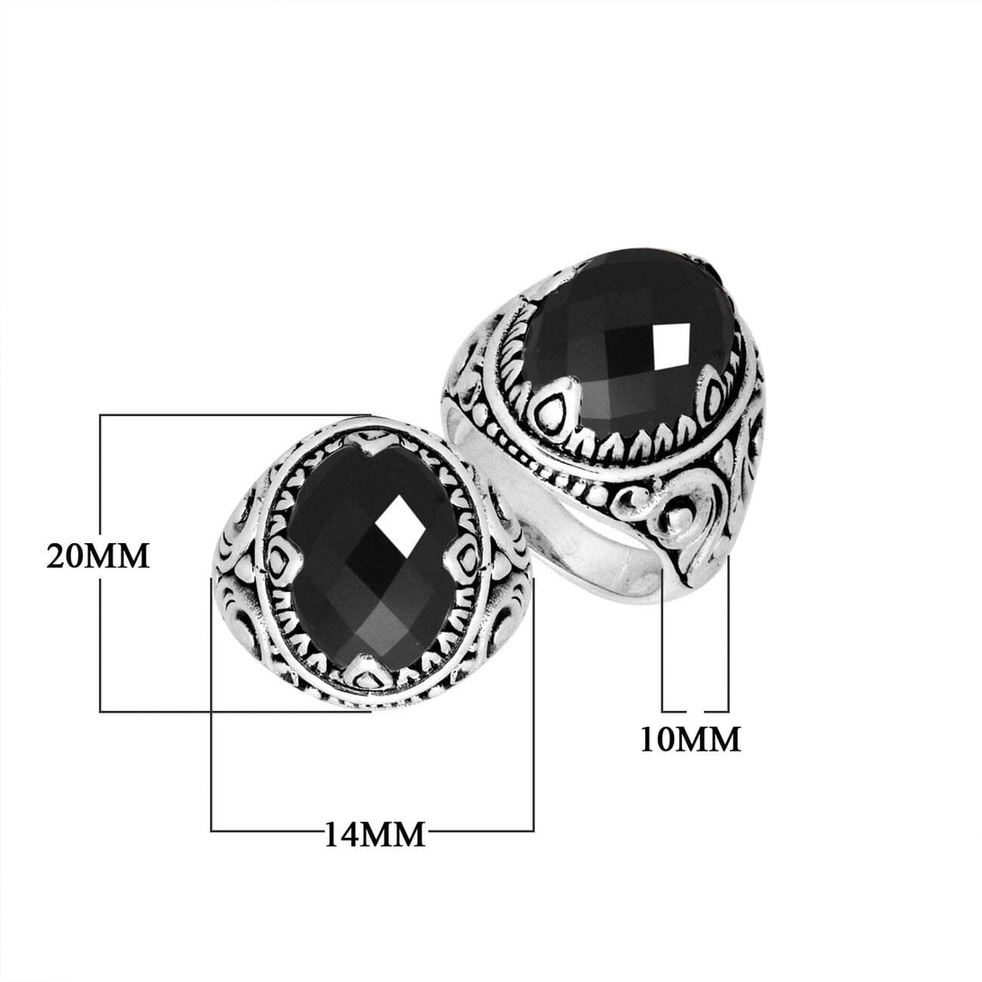 AR-8033-OX Sterling Silver Ring With Black Onyx Jewelry Bali Designs Inc 