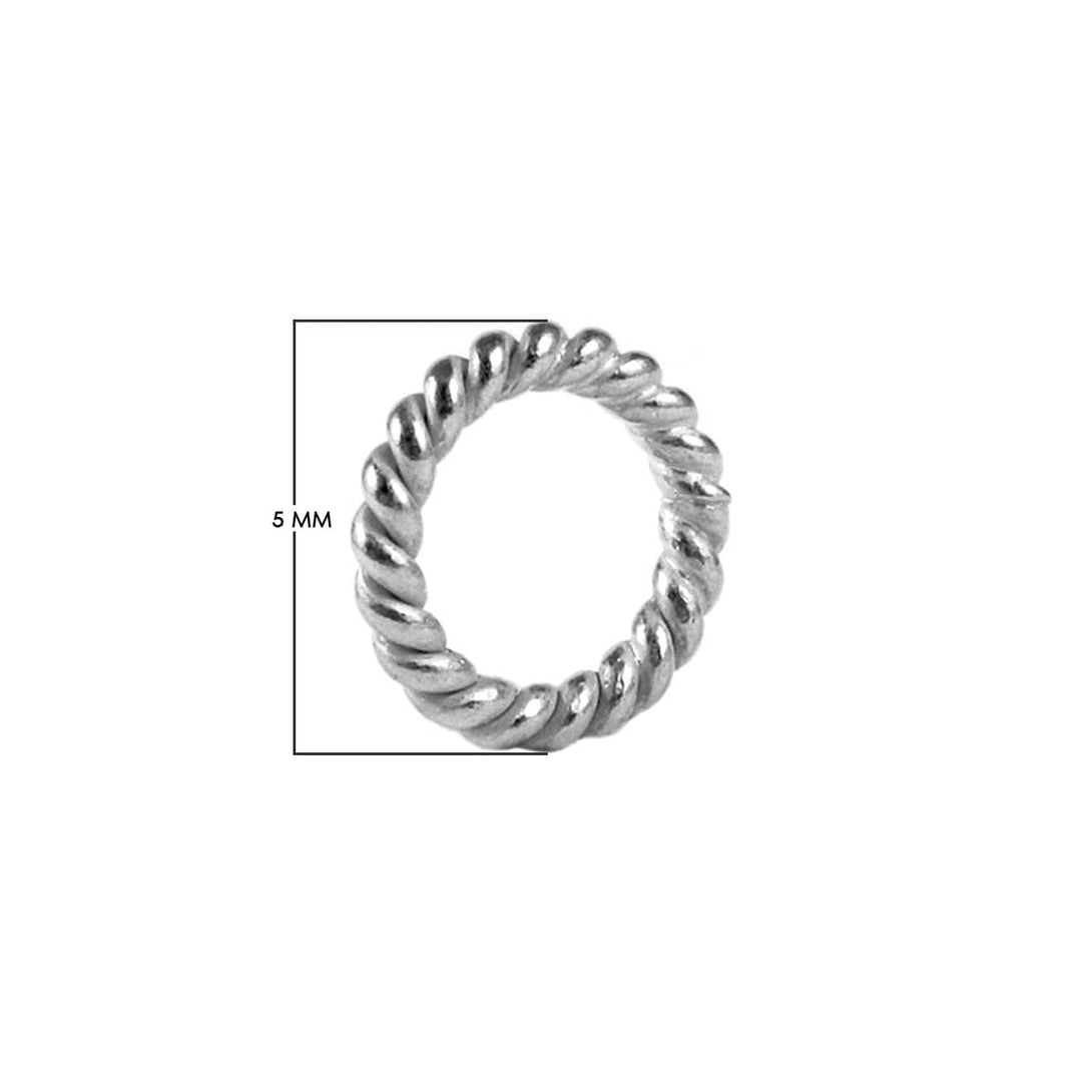 JCSF-105 Silver Overlay Closed Jump Ring Twisted Without Oxidised Beads Bali Designs Inc 5MM 