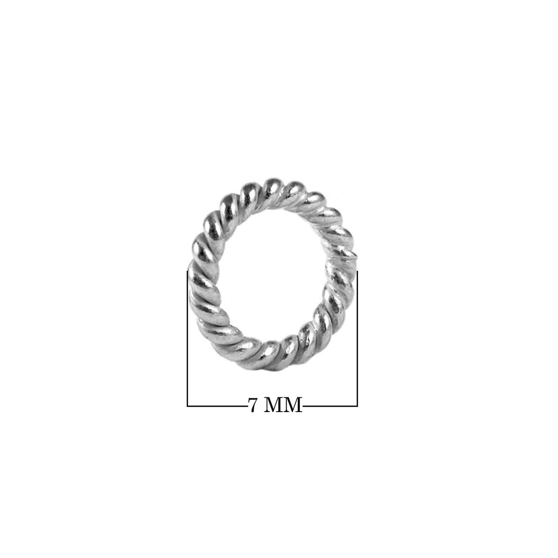 JCSF-105 Silver Overlay Closed Jump Ring Twisted Without Oxidised Beads Bali Designs Inc 7MM 