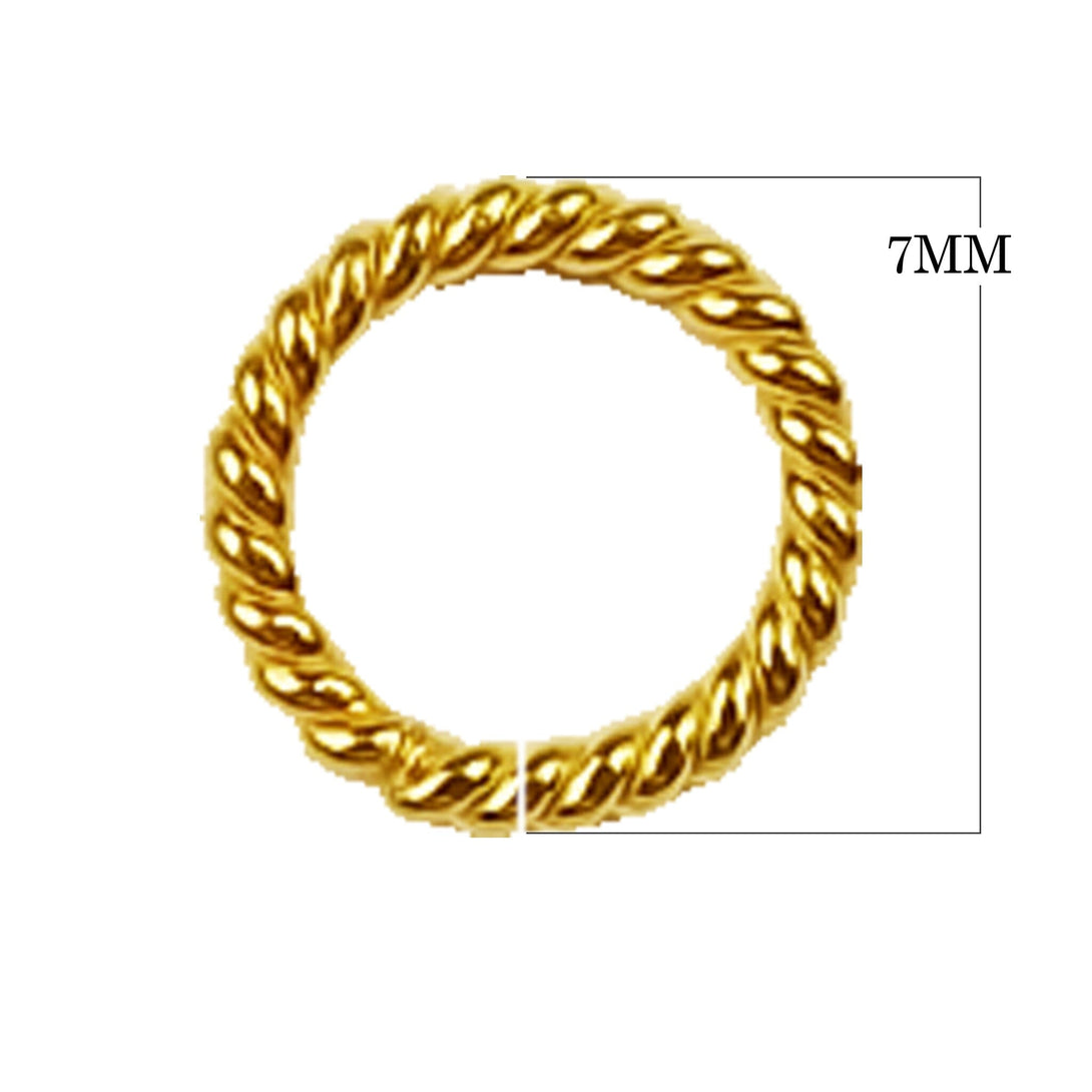 JOG-102 18K Gold Overlay Twisted Jump Ring Open Beads Bali Designs Inc 7MM 