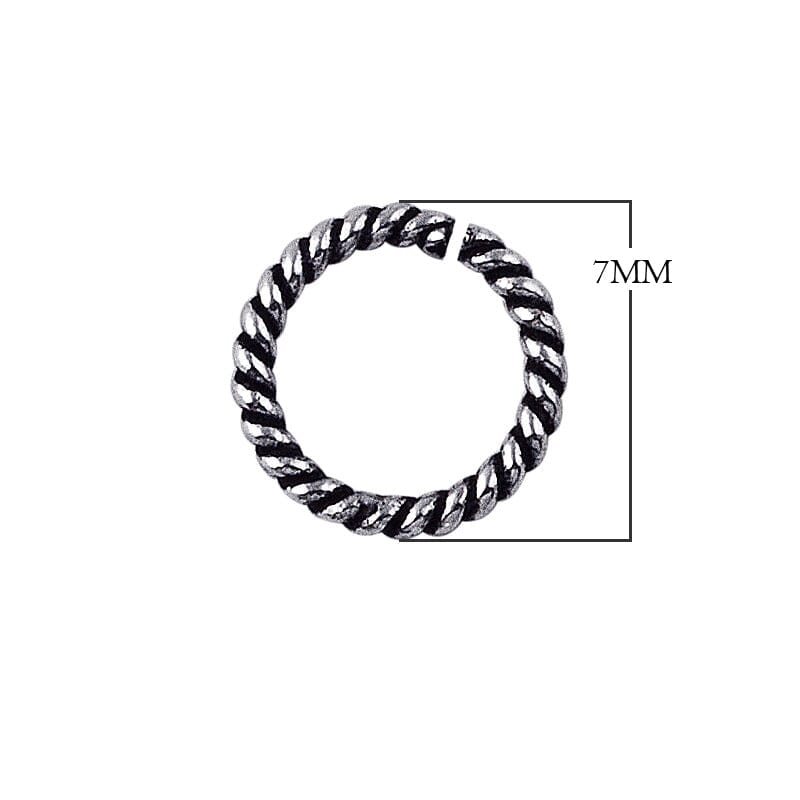 JOSF-102 Silver Overlay Open Jump Ring Twisted Oxidized Beads Bali Designs Inc 7MM 