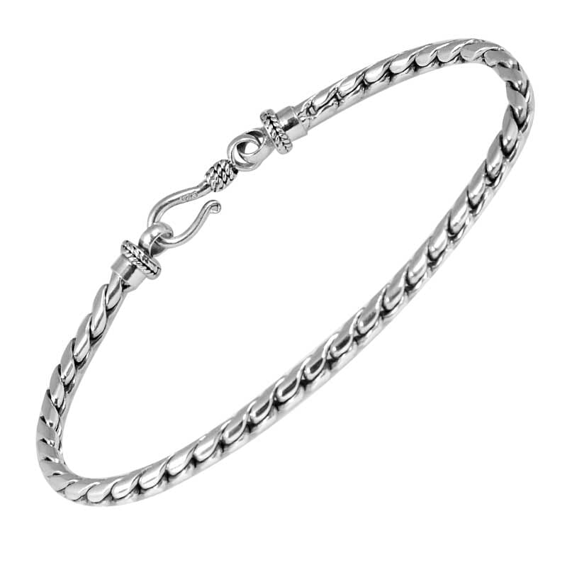 SB-0127-S-3MM-H Bali Hand Crafted Sterling Silver Chain With Hook Jewelry Bali Designs Inc 7" 