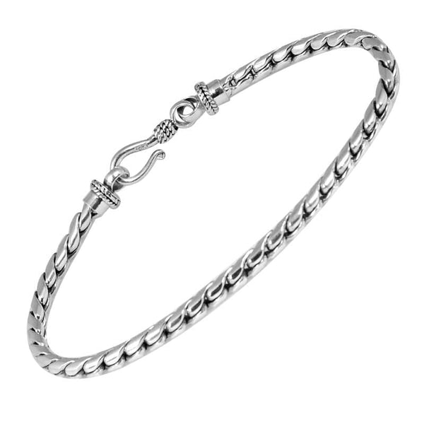 SB-0127-S-4MM Sterling Silver Bracelet With Lobster Jewelry Bali Designs Inc 