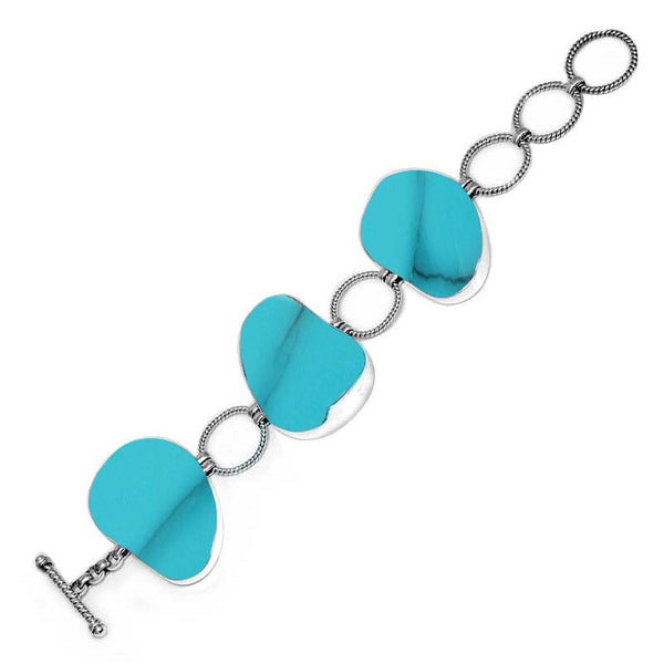 SB-1690-TQ-7.5 Sterling Silver Bracelet With Turquoise Shell Jewelry Bali Designs Inc 