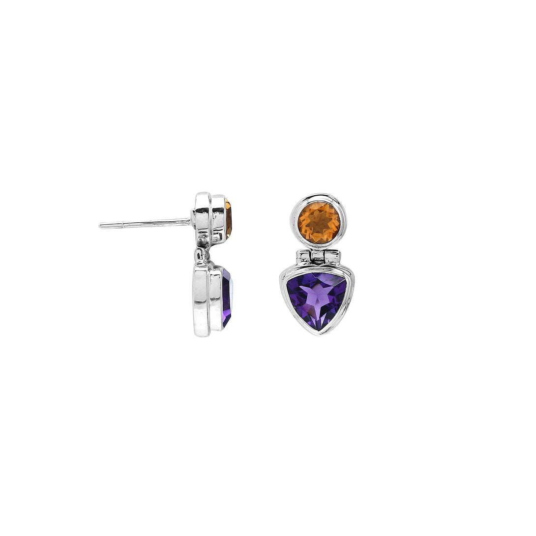 SE-1192-CO1 Sterling Silver Earring With Amethyst Q., Citrine Q. Jewelry Bali Designs Inc 