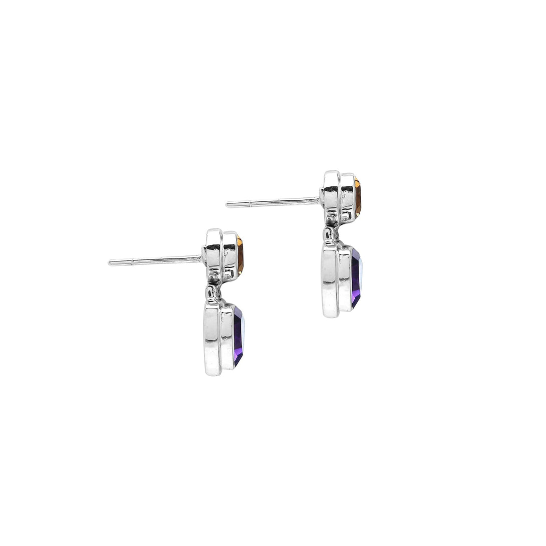 SE-1192-CO1 Sterling Silver Earring With Amethyst Q., Citrine Q. Jewelry Bali Designs Inc 