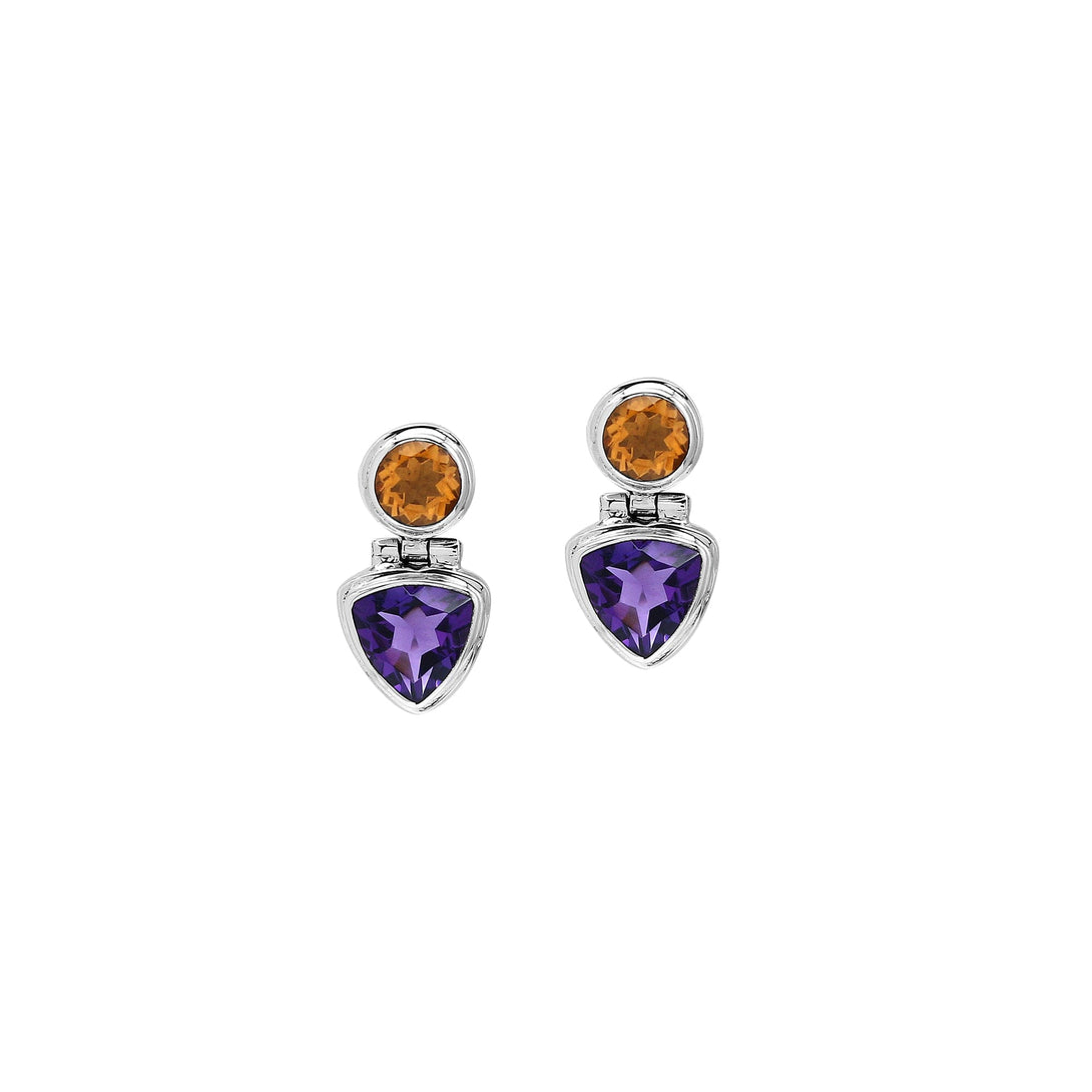 SE-1192-CO1 Sterling Silver Earring With Amethyst Q., Citrine Q. Jewelry Bali Designs Inc 