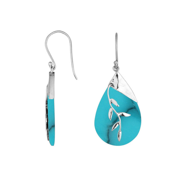 SE-8053-TQ Sterling Silver Fancy Earring With Turquoise Shell Jewelry Bali Designs Inc 