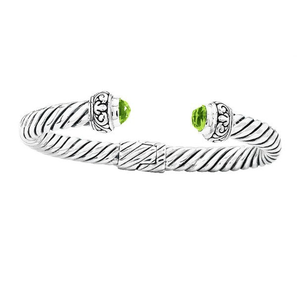 AB-1024-PR Sterling Silver Bangle With Peridot Q. Jewelry Bali Designs Inc 