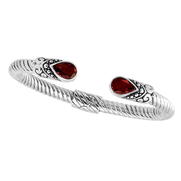 AB-1025-GA Sterling Silver Bangle With Garnet Q. Jewelry Bali Designs Inc 