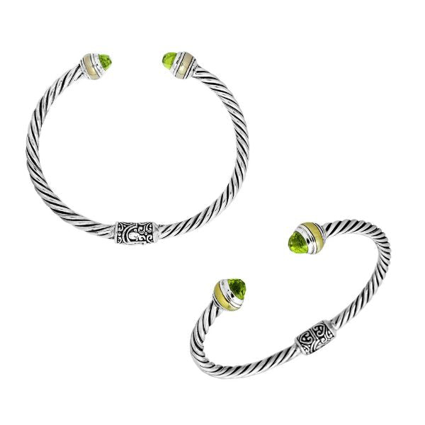 AB-1052-PR Sterling Silver Bangle With Peridot Q. Jewelry Bali Designs Inc 