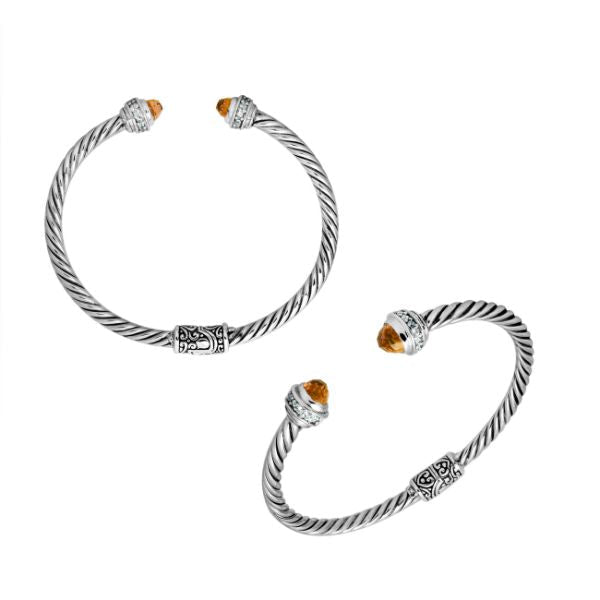 AB-1057-CT Sterling Silver Bangle With Citrine Q. Jewelry Bali Designs Inc 